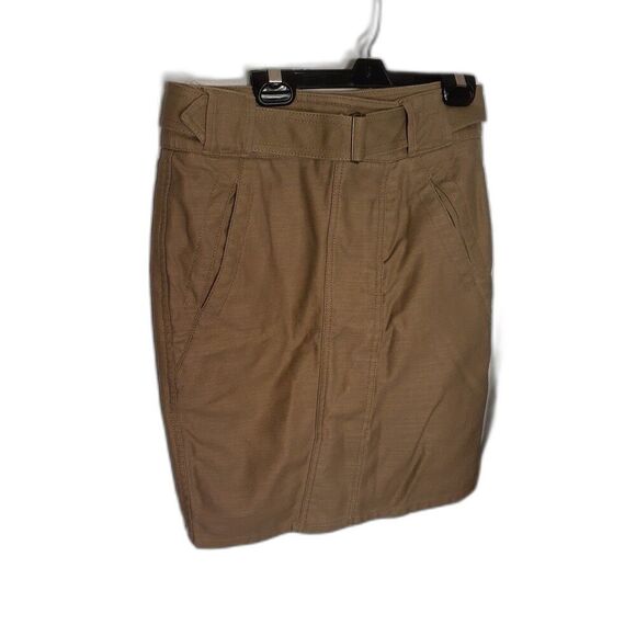 Ann Taylor Loft mini skirt khaki tan denim canvas 0 xxs xs classic casual summer - Picture 2 of 6